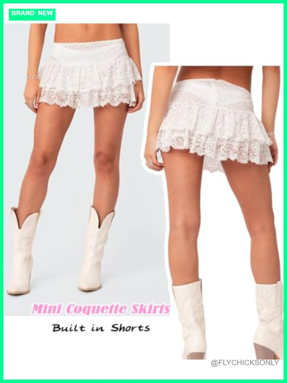 Y2K Lace Ruffle Low Rise Mini Skirt - Picture 3 of 5